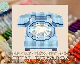 Patrón de punto de cruz/bordado de teléfono rotatorio - PDF (Descarga digital)