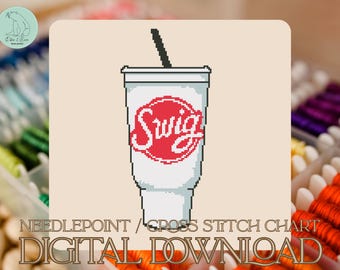 Patrón de punto de cruz/taza para taza de vino - PDF (Descarga digital)