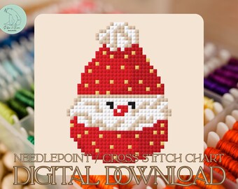 Wzór haftu krzyżykowego/igłowego „Truskawkowy Mikołaj” – PDF (do pobrania w wersji cyfrowej)