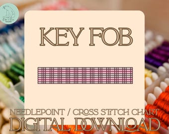 Patrón de punto de cruz/bordado para llavero de cuadros rosas - PDF (Descarga digital)