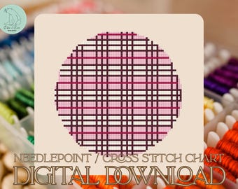 Patrón de punto de cruz/tapiz a cuadros rosas - PDF (Descarga digital)