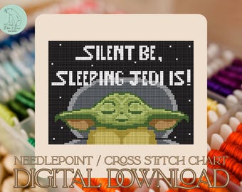 Patrón de punto de cruz/bordado de bebé Jedi - PDF (Descarga digital)