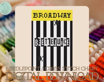 Patrón de punto de cruz/bordado del programa de Broadway de Beetlejuice - PDF (Descarga digital)
