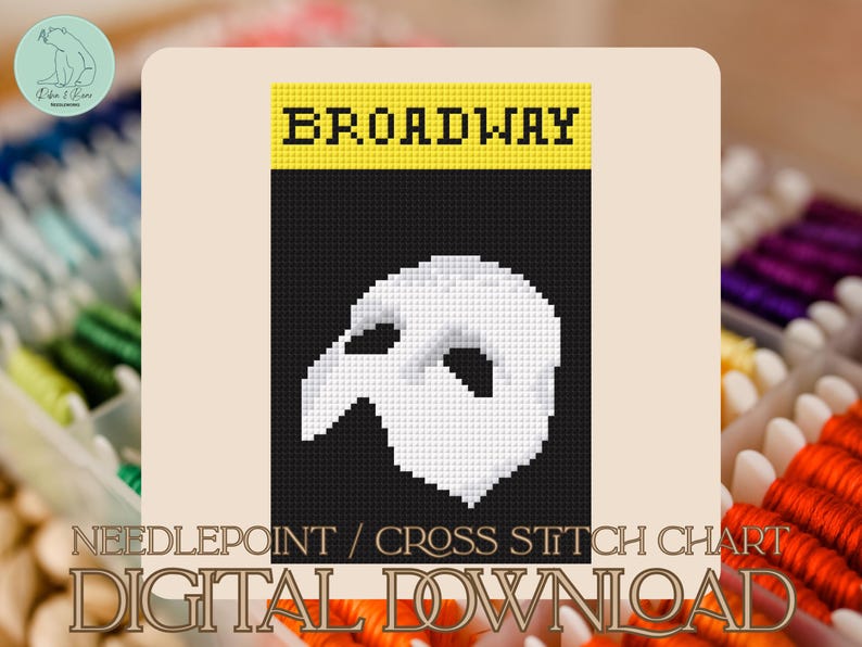 Phantom Broadway Program Needlepoint/Cross Stitch Pattern -PDF (Digital Download) image 1