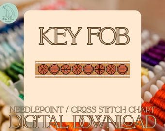 Patrón de punto de cruz/bordado para llavero de baloncesto - PDF (Descarga digital)