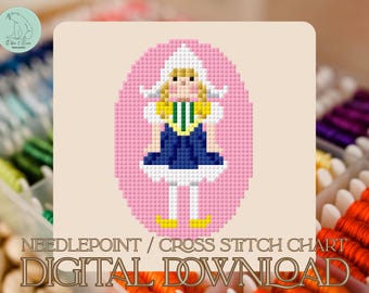 Patrón de punto de cruz/tapiz de la colección "El pequeño mundo de la muñeca holandesa" - PDF (Descarga digital)