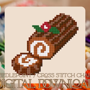 Yule Log Needlepoint/Cross Stitch Pattern -PDF (Digital Download)