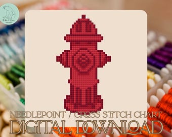 Patrón de punto de cruz/tapiz de hidrante - PDF (descarga digital)