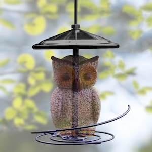 Black Metal Wild Bird Seed Cylinder Log Feeder with Rain Guard