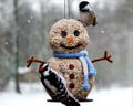 Handmade Snowman Bird Seed Feeder: Edible Wild Bird Lover Gift