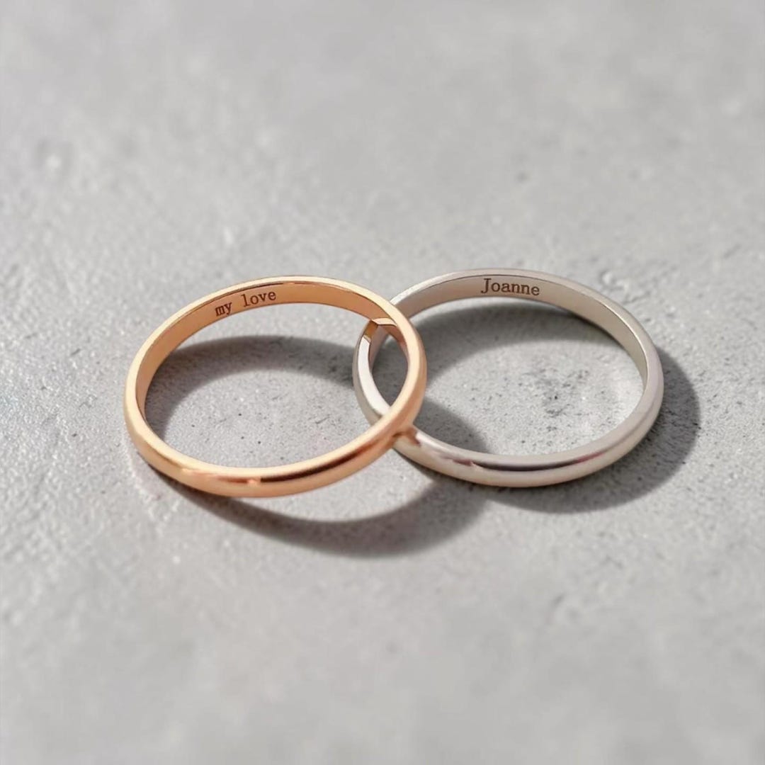 Customizable Promise Rings Custom Engraved Couple Rings Set Stainless Steel Personalized Promise ...