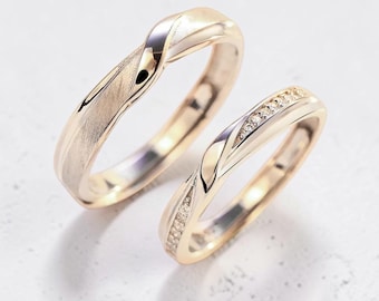 Adjustable Copper Couple Rings Matching Promise Band Set Minimalist Anniversary Gift