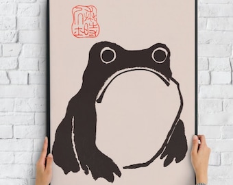 Matsumoto Hoji Vintage Japanese Wabi Sabi Woodblock Art Print The Frog Poster Printable Large 16x20 Print 300dpi Jpg Image Digital Download