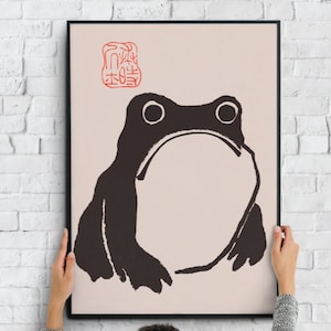 Matsumoto Hoji Vintage Japanese Wabi Sabi Woodblock Art Print The Frog Poster Printable Large 16x20 Print 300dpi Jpg Image Digital Download