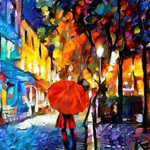 Paris Cafe Woman in Red Large 16x24 inches Colorful Wall Art Printable Palette Knife Oil Painting Print By Safran Instant Digital Download