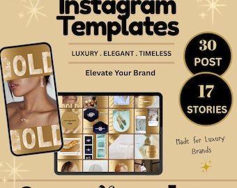 Luxe gouden Instagram-sjablonen voor sieraden en elegante merken | Canva-bewerkbare socialmediabundel | Vrouwelijke esthetische posts
