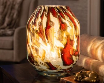 Vase Lamp, Hand Blown Glass Lamp, Cordless Table Lamp, Blown Glass Lamp, Cordless Lamp, Blown Glass Table Lamp, Rechargeable Table Lamp