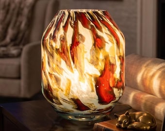 Lámpara de jarrón, lámpara de vidrio soplado a mano, lámpara de mesa inalámbrica, lámpara de vidrio soplado, lámpara inalámbrica, lámpara de mesa de vidrio soplado, lámpara de mesa recargable