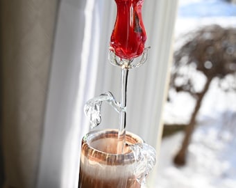 Hand Blown Glass Rose, Anniversary Gift for Her, Glass Sculpture, Hand Blown Glass, Glass Art, Spring Decor, Mothers Day Gifts