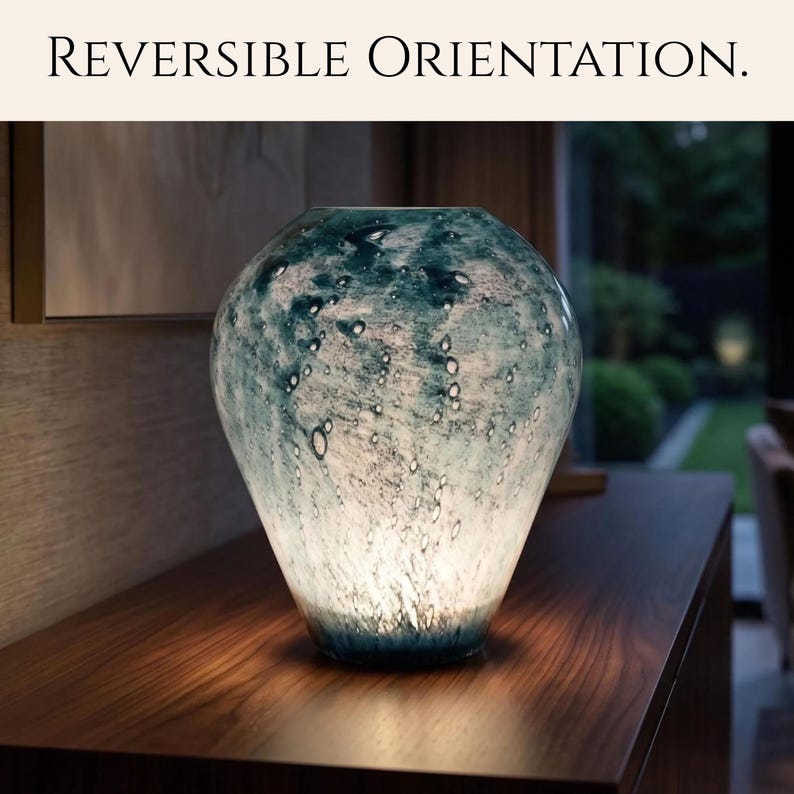 Vase Lamp | Hand Blown Glass Lamp | Cordless Table Lamp | Blue Glass Lamp | Rechargeable Lamp | Wireless Lamp, Blue Table Lamp, Teal Lamp image 3