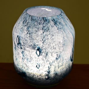 Lámpara de cristal azul, lámpara de jarrón, lámpara de cristal soplado a mano, lámpara de mesa inalámbrica, lámpara verde azulada, lámpara de mesa azul, lámpara inalámbrica, lámpara de mesa de cristal soplado imagen 13