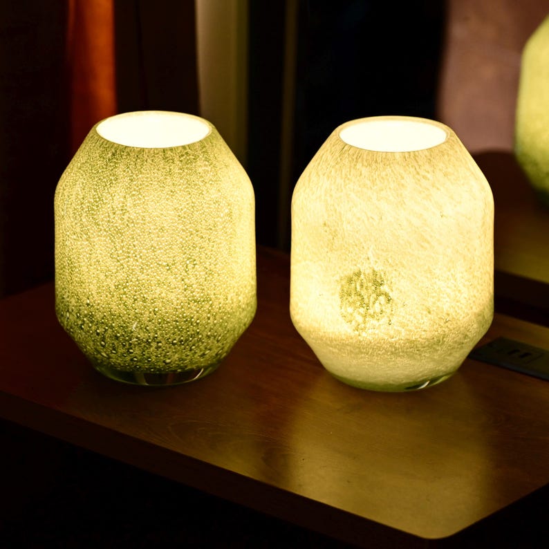 Vase Lamp, Blown Glass Lamp, Cordless Lamp, Glass Lamp, Ambient Lighting, Wireless Lamp, Table Lamp, Nightstand Lamp, Handmade Gold Lamp image 16