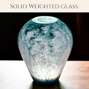 Vase Lamp | Hand Blown Glass Lamp | Cordless Table Lamp | Blue Glass Lamp | Rechargeable Lamp | Wireless Lamp, Blue Table Lamp, Teal Lamp image 5