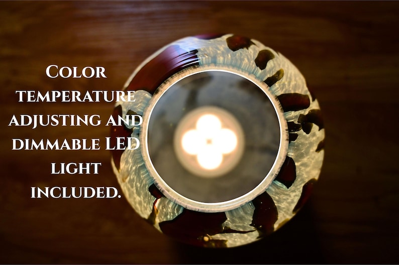 Vase Lamp, Blown Glass Lamp, Cordless Lamp, Glass Lamp, Ambient Lighting, Wireless Lamp, Table Lamp, Nightstand Lamp, Handmade Gold Lamp image 8