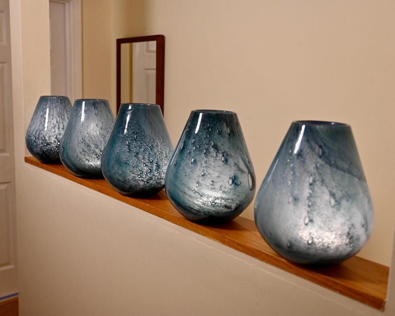 Vase Lamp | Hand Blown Glass Lamp | Cordless Table Lamp | Blue Glass Lamp | Rechargeable Lamp | Wireless Lamp, Blue Table Lamp, Teal Lamp image 12
