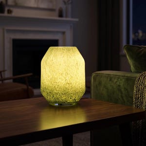 Vase Lamp, Blown Glass Lamp, Cordless Lamp, Glass Lamp, Ambient Lighting, Wireless Lamp, Table Lamp, Nightstand Lamp, Handmade Gold Lamp image 11