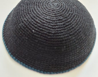 Crochet Yarmulke, Knit Kippah, Handmade Kippah for Men, 14cm Kippah, Jewish Skull Cap, Kippah Wedding,Kippah Bar Mitzvah,Black Kippah,#E1446