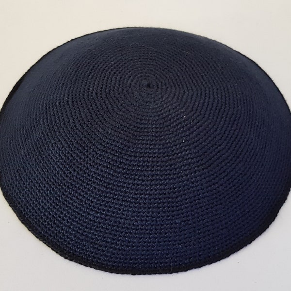 Crochet Yarmulke, Kippah for Men, 16cm Kippah Bar Mitzvah, Knit Kippah Wedding, Jewish Skull Cap, Handmade Kippah,Dark Blue Kippah,#D1608