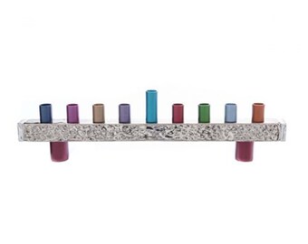 Hanukkah Menorah - Strip + Hammer Work - Multicolor