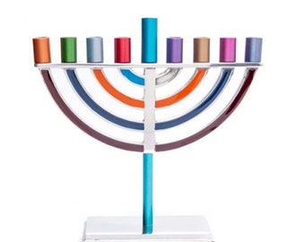 Small/Large Classic Hanukkah Menorah - Multicolor