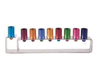 Hanukkah Menorah - Metal Strip - Multicolor