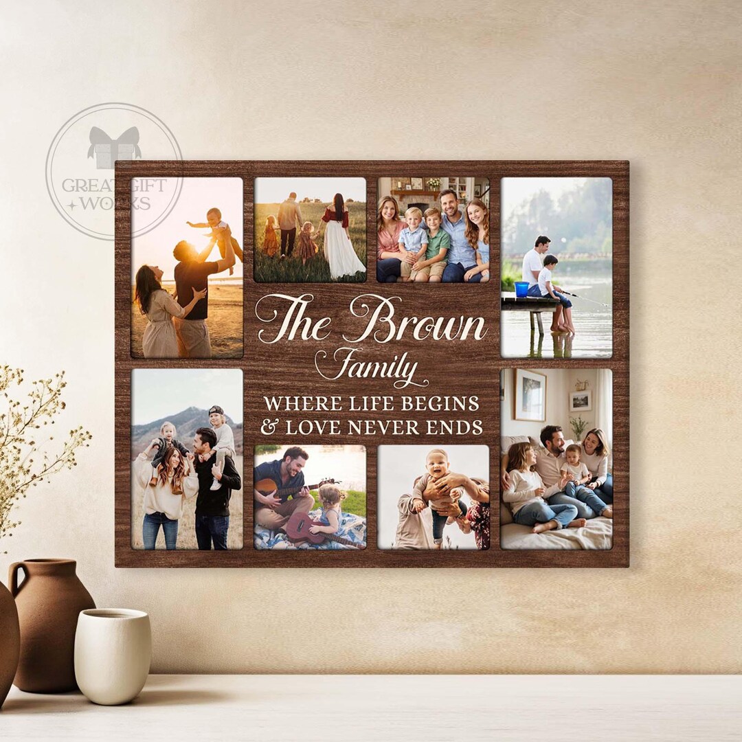 Personalized Family Picture Collage Wall Art Print, Family Photo ...