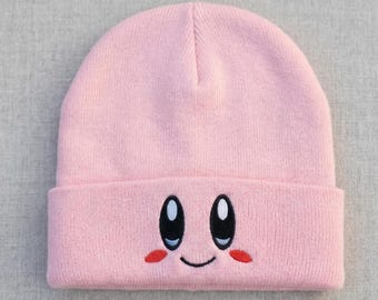 Kirby Beanie Mütze Rosa Kawaii Beanie Niedlicher Cartoon Hut Weich Mädchen Ästhetische Wintermütze Gemütliches Geschenk Freundin Geschenk Geburtstagsgeschenk