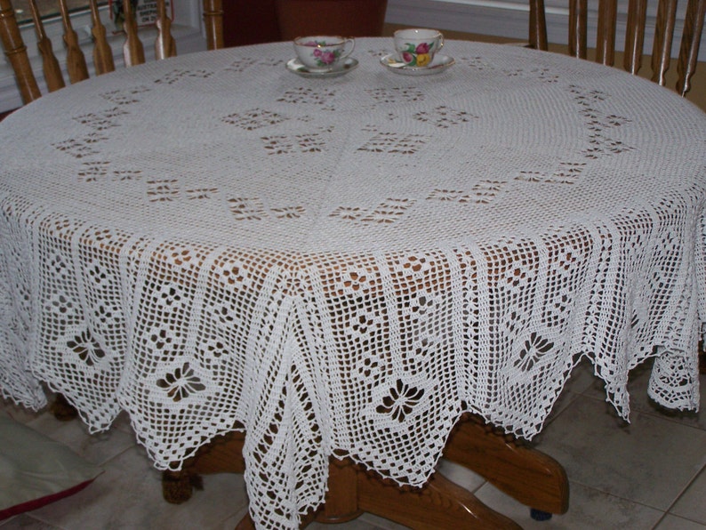 New large crocheted Snowflake Tablecloth image 1