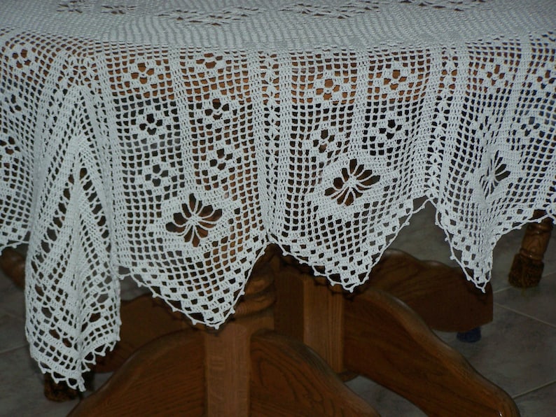 New large crocheted Snowflake Tablecloth image 5