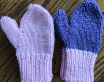 Toddler girls hand knit mitts