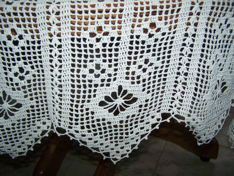 New large crocheted Snowflake Tablecloth image 3