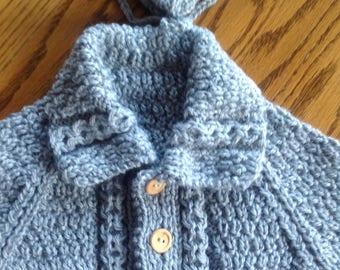 Gentlemans sweater and bonnet set 6-9 months in grey
