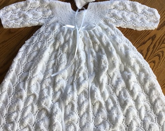 New Hand Knit Christening Gown Set