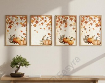 Autumn Pumpkin Wall Art Set | Rustic Fall Decor Printable | Cozy Pumpkin Aesthetic | Instant Digital Download