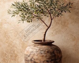Minimalist Olive Tree Wall Art | Mediterranean Olive Tree Printable | Neutral Botanical Decor | Digital Download