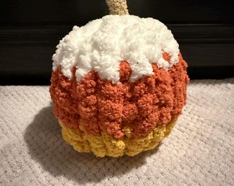 Knitted Candy Corn Pumpkin