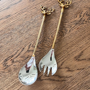 Vintage Stag-Handle Salad Serving Set