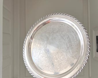 Vintage Oneida Silver-Plated Round Serving Tray 12”
