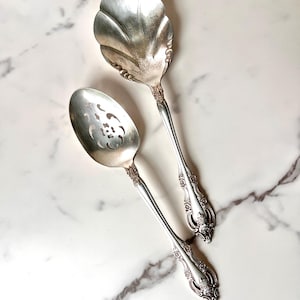 Vintage Oneida Silver-Plated Serving Spoons Set of 2