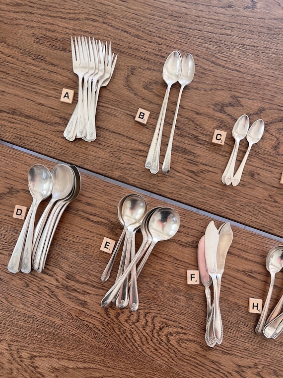 Vintage Assorted Silver-Plated Flatware Sets Unique Utensils Antique Spoons Forks Knives